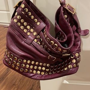 Aubergine studded Rebecca Minkoff satchel. In excellent condition